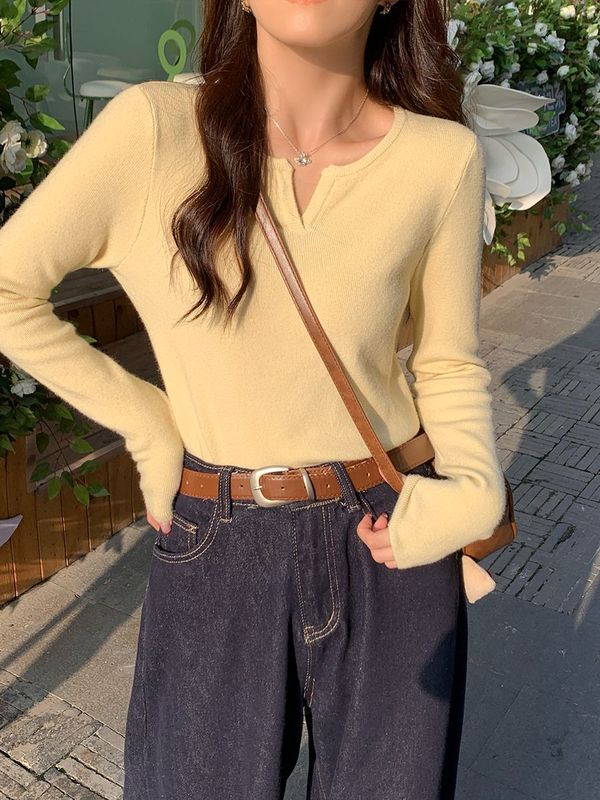 法式打底衫女秋冬时尚洋气高级感配大衣的小香风内搭毛衣低领上衣|undefined