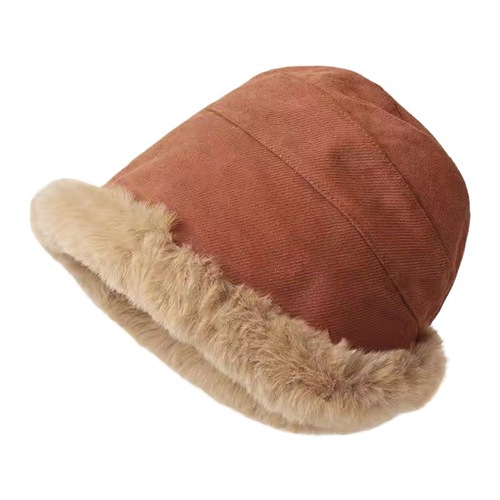 Winter Thick Fleece Warm Fisherman Hat for Women, Windproof and Cold-Proof Ear Bucket Hat for Northern China Winters, with Rolled Edge Mongolian Style Hat