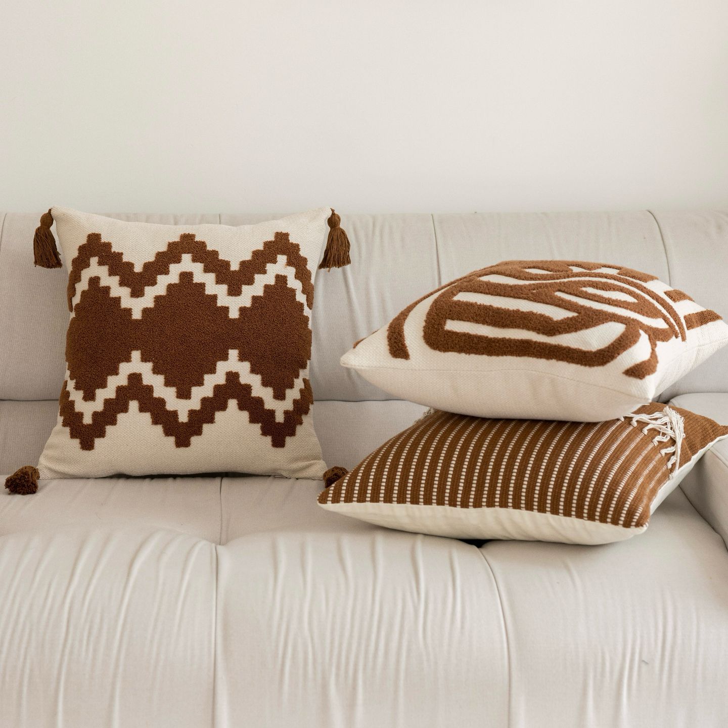 Transfronterizo nuevo estilo nórdico retro línea geometría jacquard bordado cojín muebles sofá sala de estar residencial hotel