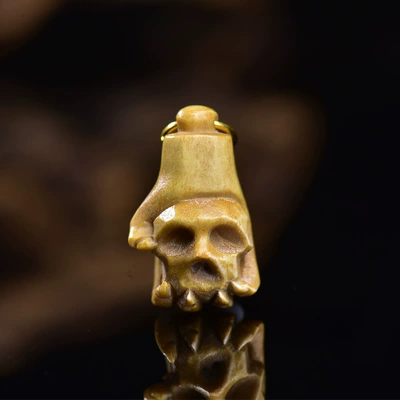 Xizang-Style Carved One-Eyed Monster Pendant Spacer Bead DIY Semi-Finished Buddhist Bead Bracelet Accessory (Zərgərlik ara hissələri) - no-1