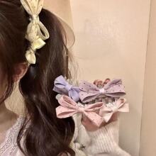 韩系温柔波点蝴蝶结香蕉夹女百搭大号发夹扎高马尾夹竖夹甜美发饰