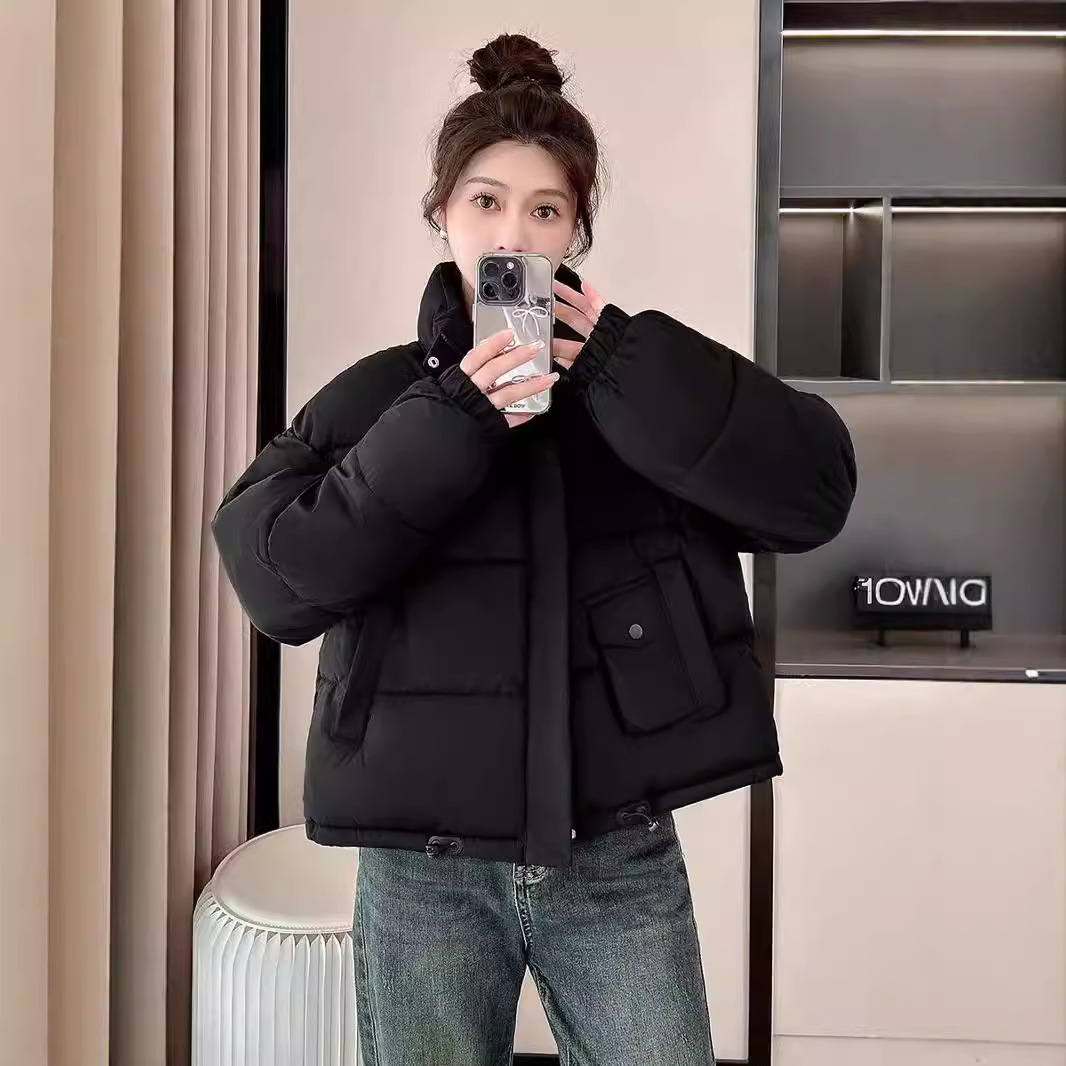 Ropa de algodón para mujeres 2024 invierno nueva ropa de algodón coreana collar corto suelto chaqueta de pan pequeño moda