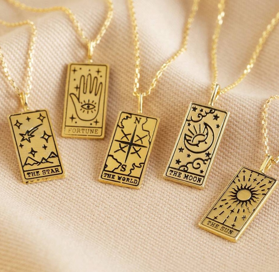 Fashio Painting Tarot Pendant Metal Necklace