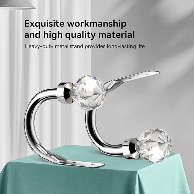 2025新款闪亮水晶球装饰头金属窗帘墙钩 壁挂式弯管 装饰窗帘挂钩