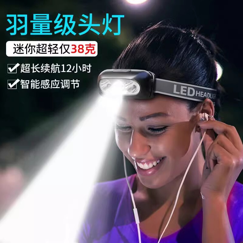 Led Headlamp, Ultra-Bright, Rechargeable, Head-Mounted, Sensor-Operated, Extra-Bright Flashlight, Small Portable Night Fishing Light Led Headlamp, Ultra-Bright, Rechargeable, Head-Mounted, Sensor-Operated, Extra-Bright Flashlight, Small Portable Night Fishing Light