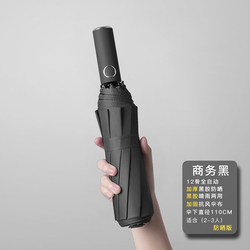 [Upgraded automatic model] 12-bone sunny umbrella obsidian black