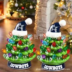 跨境新款Christmas Tree with NFLTeam Logo橄榄球圣诞树摆件橱窗
