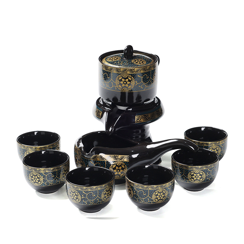 Juego de té automático de molino de piedra perezoso de cerámica retro