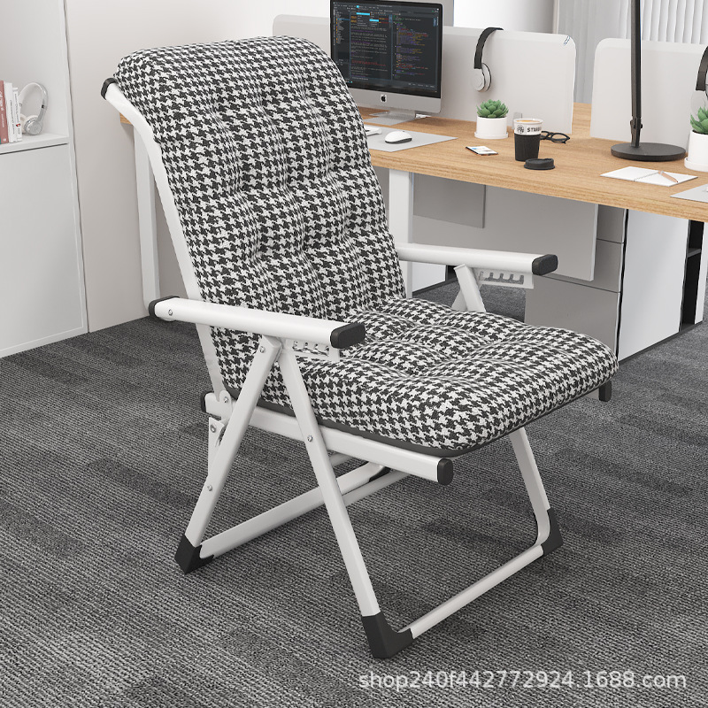 [업그레이드 모델] 앉거나 누울 수 있는 1인용 의자 화이트 물떼새 격자 코튼 패드