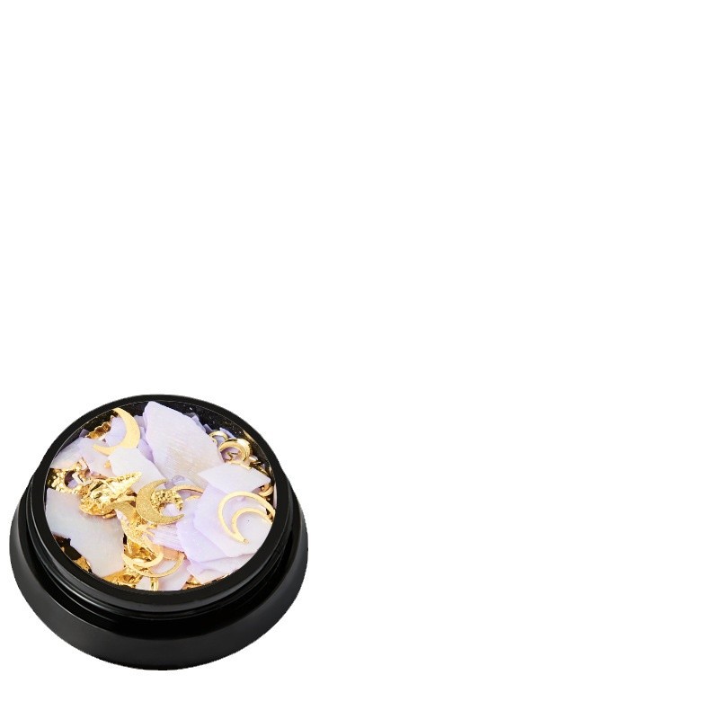 Comercio exterior nueva manicura estrella Luna joyería mixta Caja Popular cobre ronda remache lentejuelas uñas diamante decoraciones belleza