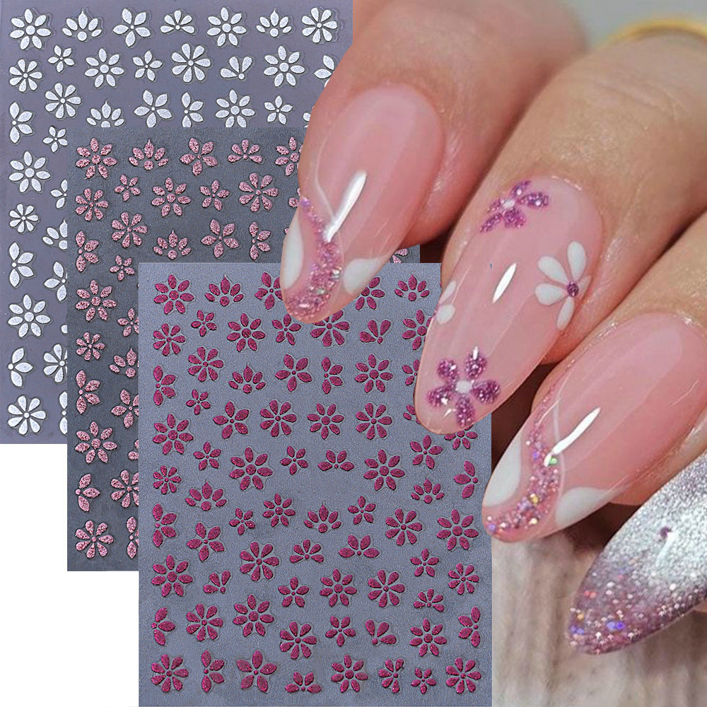 Cross-Border Hot-Selling Cherry Blossom Nail Stickers, Popular Small White Flowers, Japanese-Style Ins-Style Waterproof Adhesive Girl Nail Stickers