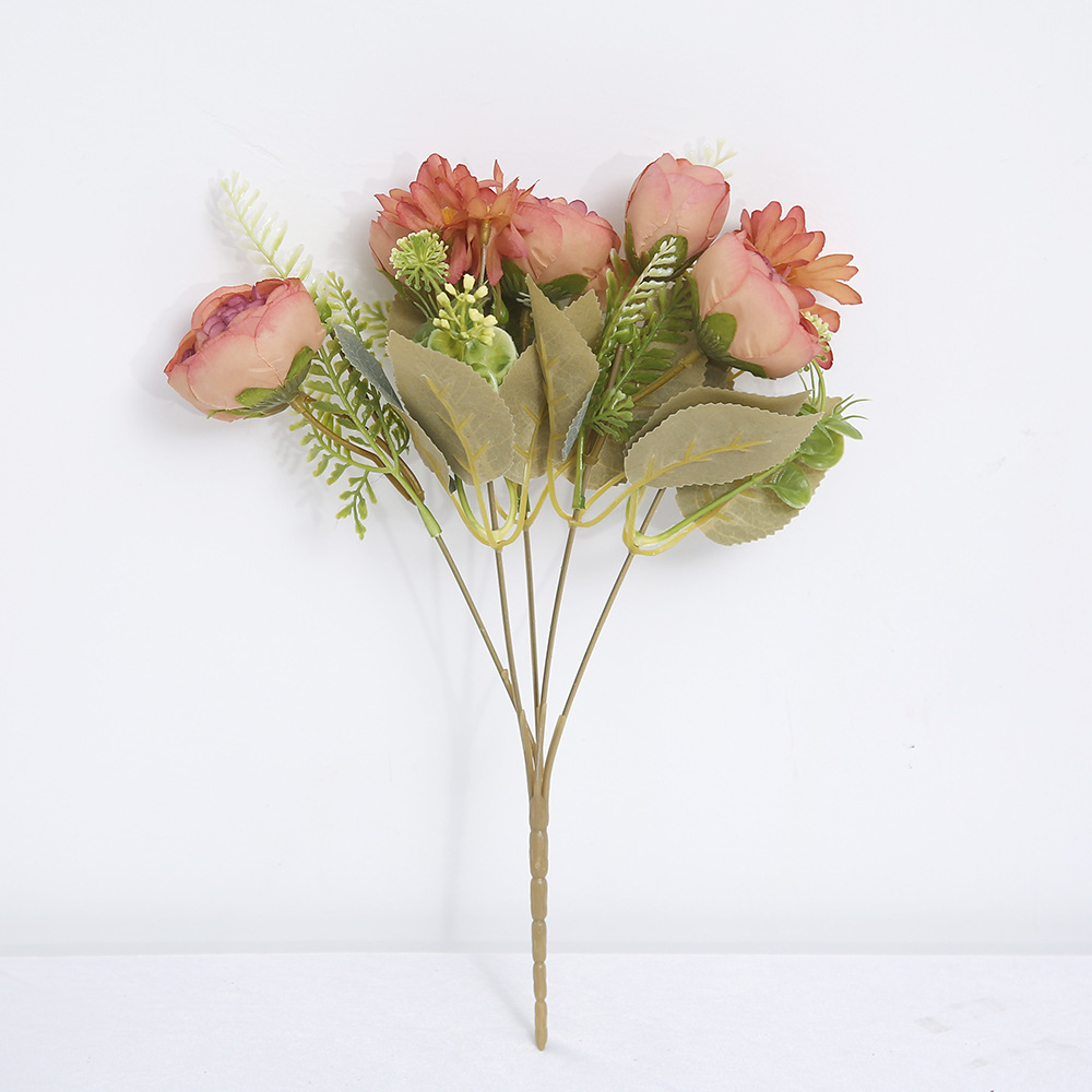 Simulación de flores falsas de estilo europeo, flores de alto nivel de decoración del hogar colocan fabricantes de ramo de simulación al por mayor