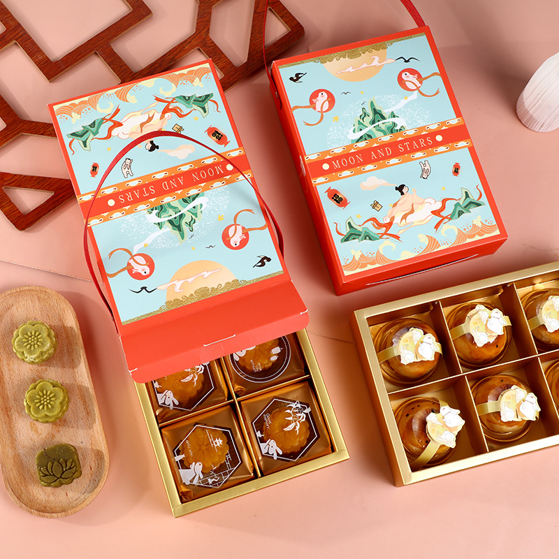 2025国潮中秋月饼包装盒礼盒蛋黄酥盒6粒装奶黄流心冰皮月饼盒子