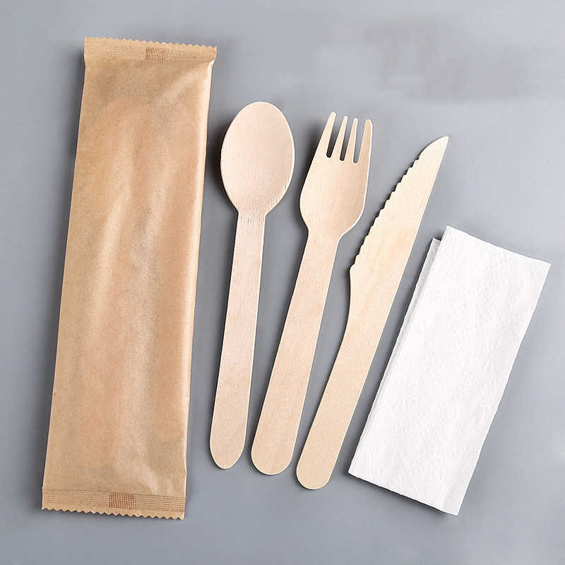 Juego de cubiertos desechables de madera de abedul, cuchillo, tenedor y cuchara para pastel, postre, miel, cuchara biodegradable, cuchillo, tenedor y cuchara de madera