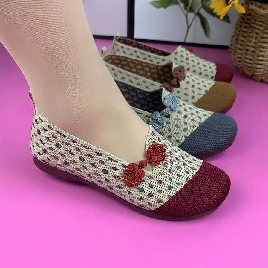 Пекинская весенне-летняя тканевая обувь, летняя новая стильная удобная дышащая нескользящая обувь на плоской подошве для мам среднего и пожилого возраста, обувь на мягкой подошве