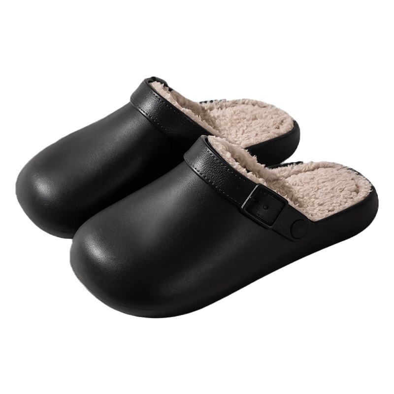 Birkenstock erkekler için kalın tabanlı, su geçirmez pamuklu terlik, sonbahar ve kış ev sıcak ev kaymaz artı kadın dış giyim için kadife pamuklu terlik
