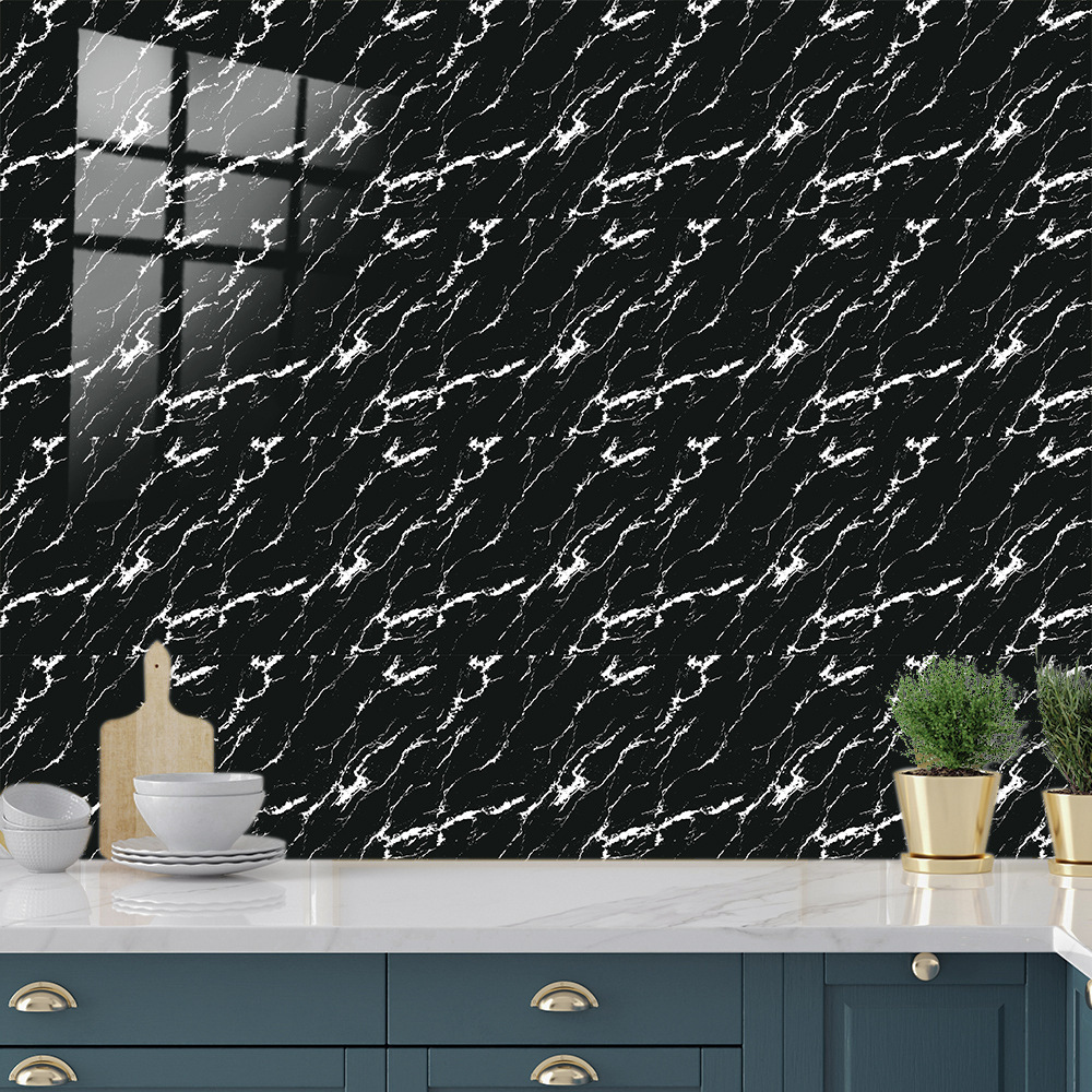 Luxury Black Marble Wall Stickers For Kitchen And Bathroom Decor_voghion.com