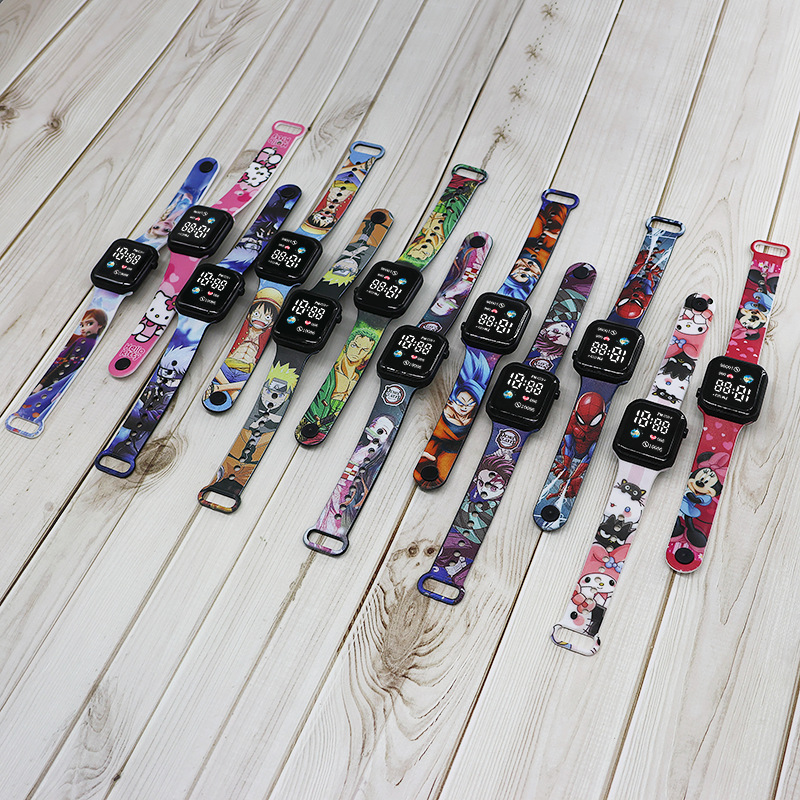 Inventario al por mayor transfronterizo nueva impresión LED tierra reloj electrónico de dibujos animados estudiantes lindos cool reloj táctil