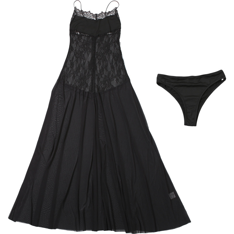 Spring Summer Women Clothing Sexy See through High Waist Slim Strap Dress Two Piece Sets