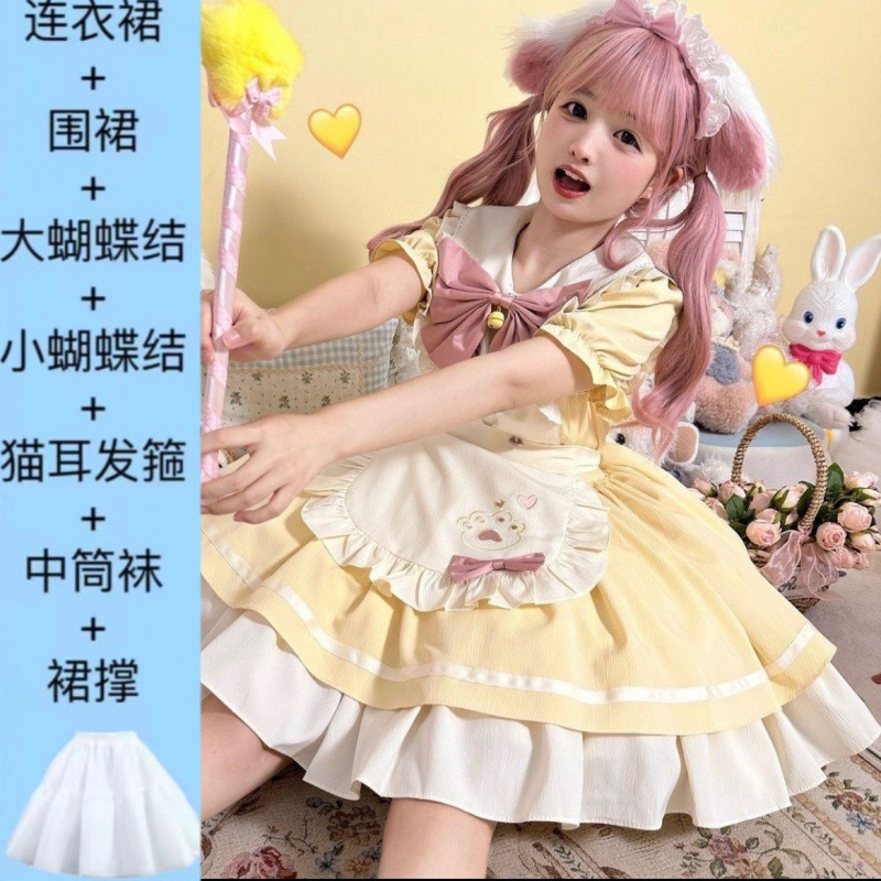 猫レストランかわいいopショートメイドロリータドレスエプロン日本ロリータ甘い女の子新しいスタイル|undefined