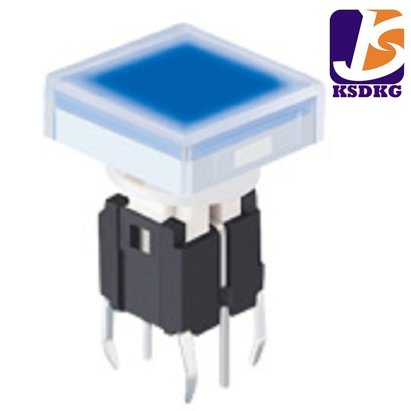 按钮开关带灯方头 蓝色带灯方形轻触开关LED 发光方形按键开关