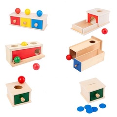 Montessori 1-3 Years Old Kindergarten Early Education Coin Box Drawer Pressure Ball Table Game Teaching Aid Children's Wooden Smart Toy