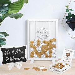 新款跨境婚礼签到台相框木质留言板册结婚用品签到创意框婚庆布置