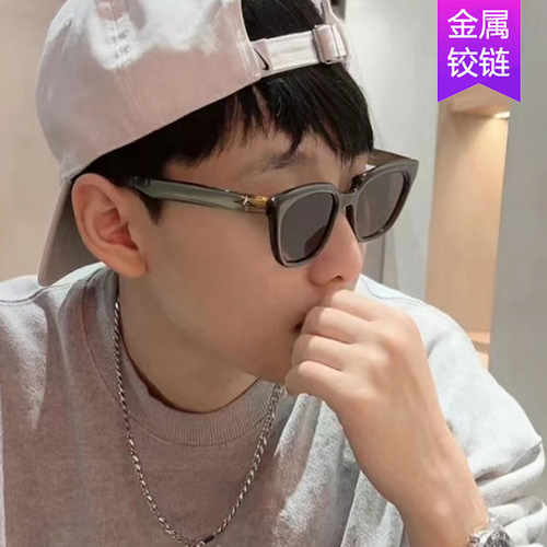 Internet celebrity Qin Xiaoxian's same style square star  new khaki sunglasses trendy sunglasses square and versatile