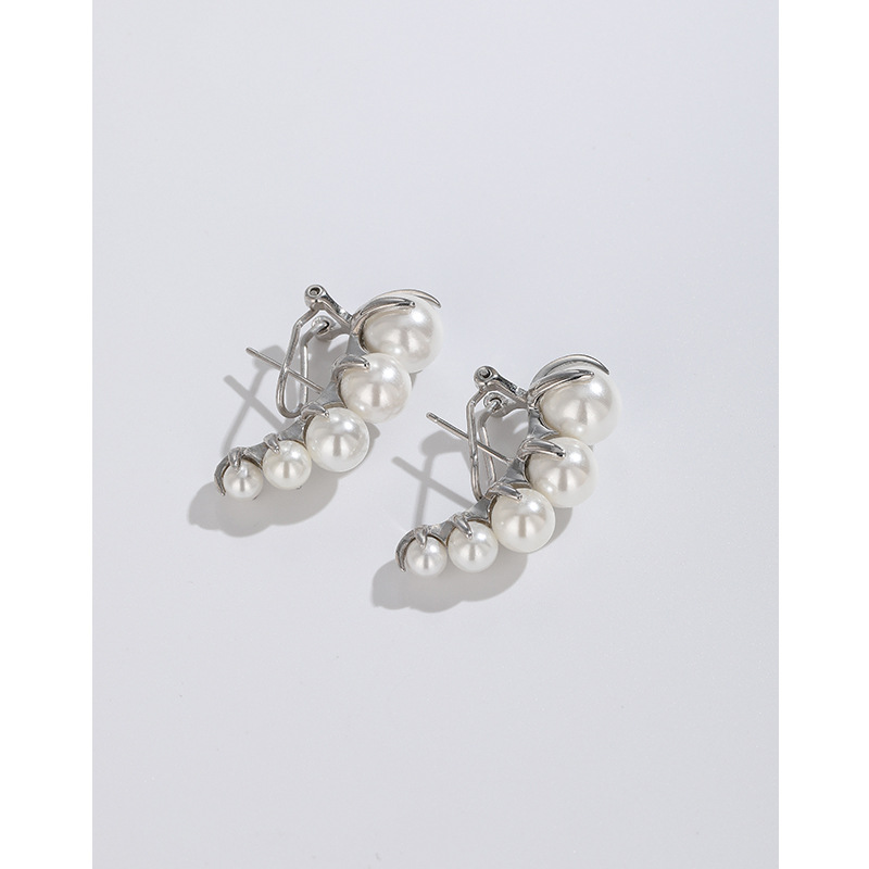 Pendientes de perlas de plata esterlina 925 de lujo de alto grado pendientes de temperamento retro nicho cuñada loca mismo estilo pendientes para mujeres
