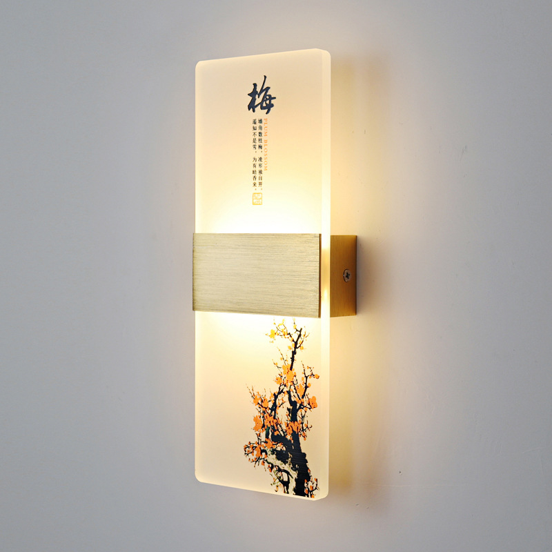 Nuevo estilo chino lámpara de pared sala de estar pasillo moderno lámpara de cabecera led escalera de dormitorio simple lámpara creativa