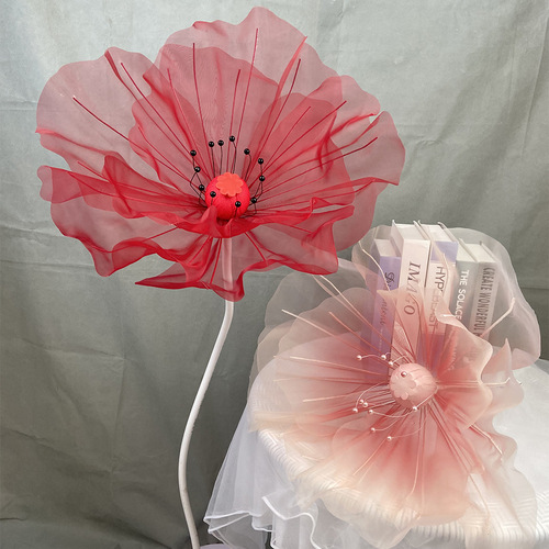 Simulated silk screen poppy flower high-end window display large flower outdoor wedding decoration photography props supplies flower head