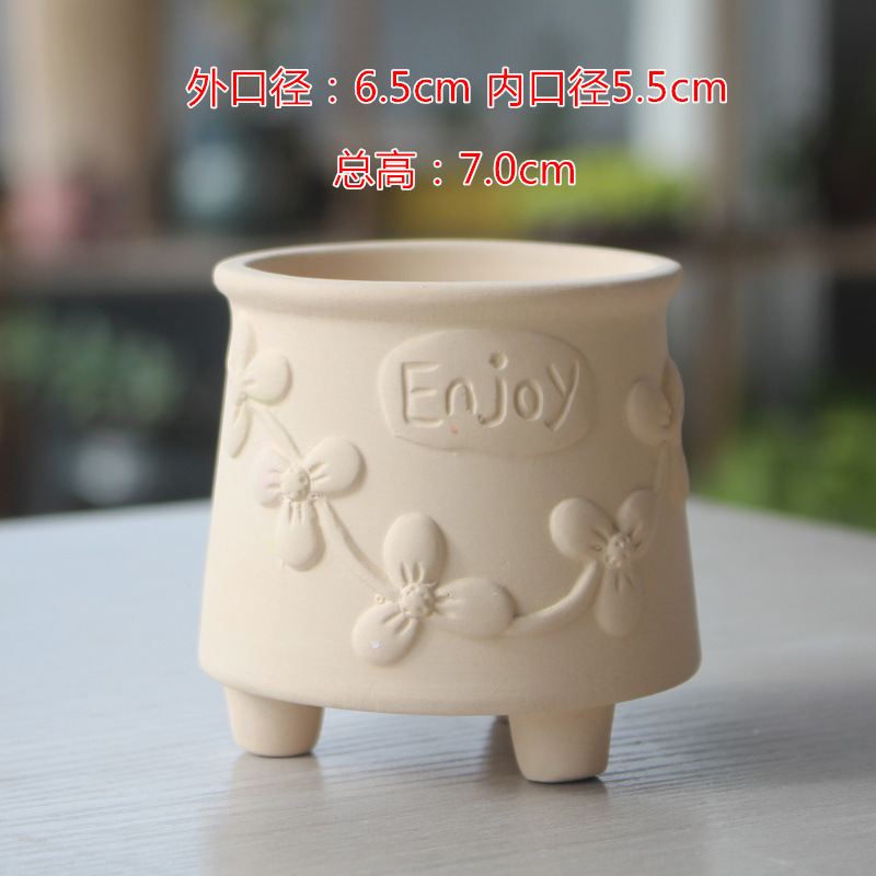 Diy素焼き陶磁器の親指の植木鉢の浮き彫りの小さい花のアイデアの落書きの手描きの立体の小さい植木鉢の通気帯の足の鉢|undefined