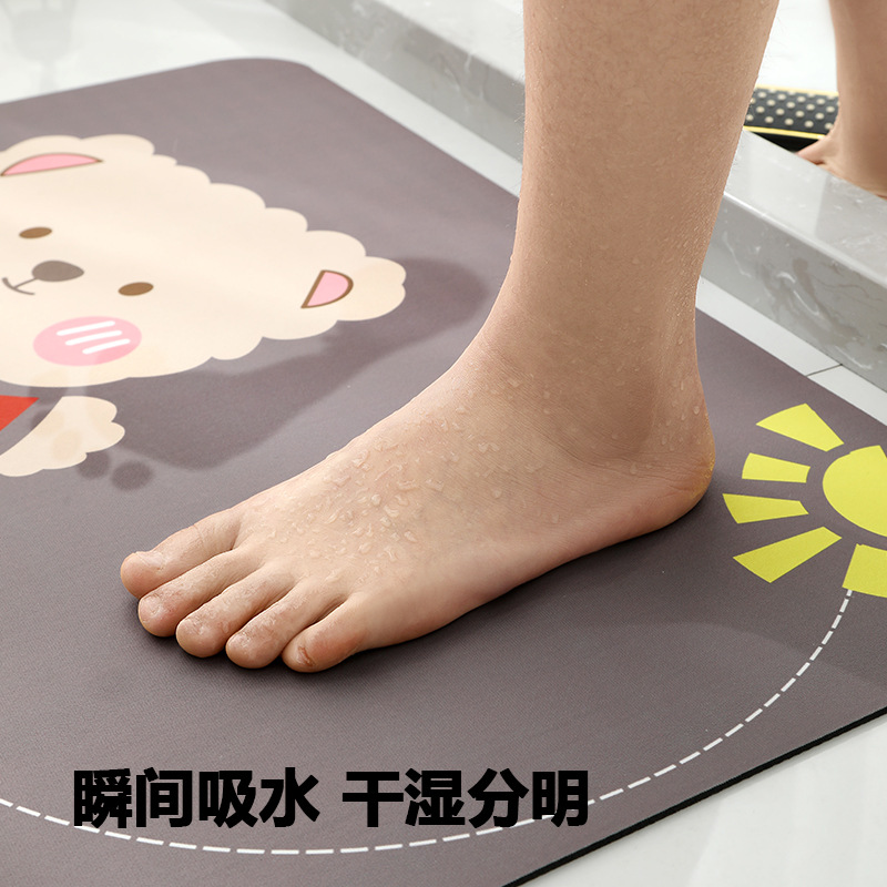 卡通硅藻泥软垫吸水速干地垫地毯门口浴室防滑脚垫卫生间门垫