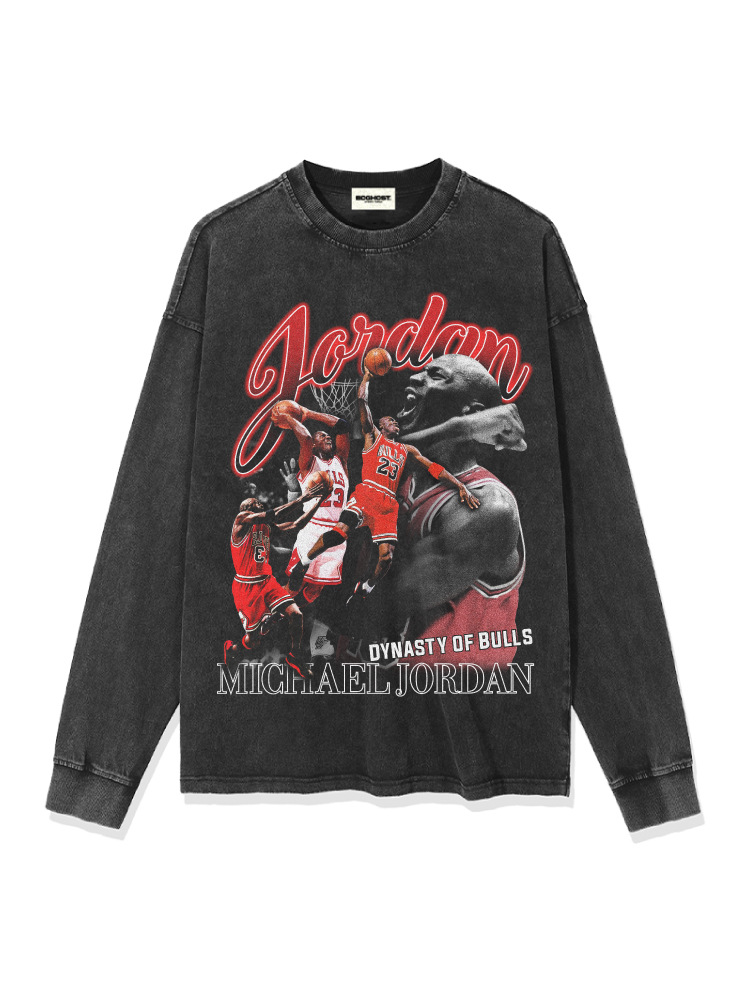 Camisetas Air Legend vintage de estilo americano retro, estampadas, de manga larga y manga corta, tela gruesa lavada, cuello pequeño, certificación internacional.