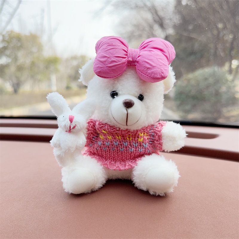Creativo lindo cartón de dibujos animados peluche oso montado en la consola central decoraciones de automóviles accesorios de automóviles accesorios de automóviles para hombres y mujeres