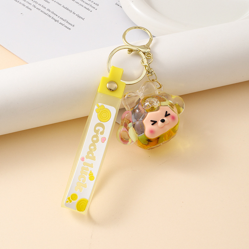 internet celebrity acrylic lamb quicksand bottle keychain cute kiki decoration toy bag package pendant gift key chain