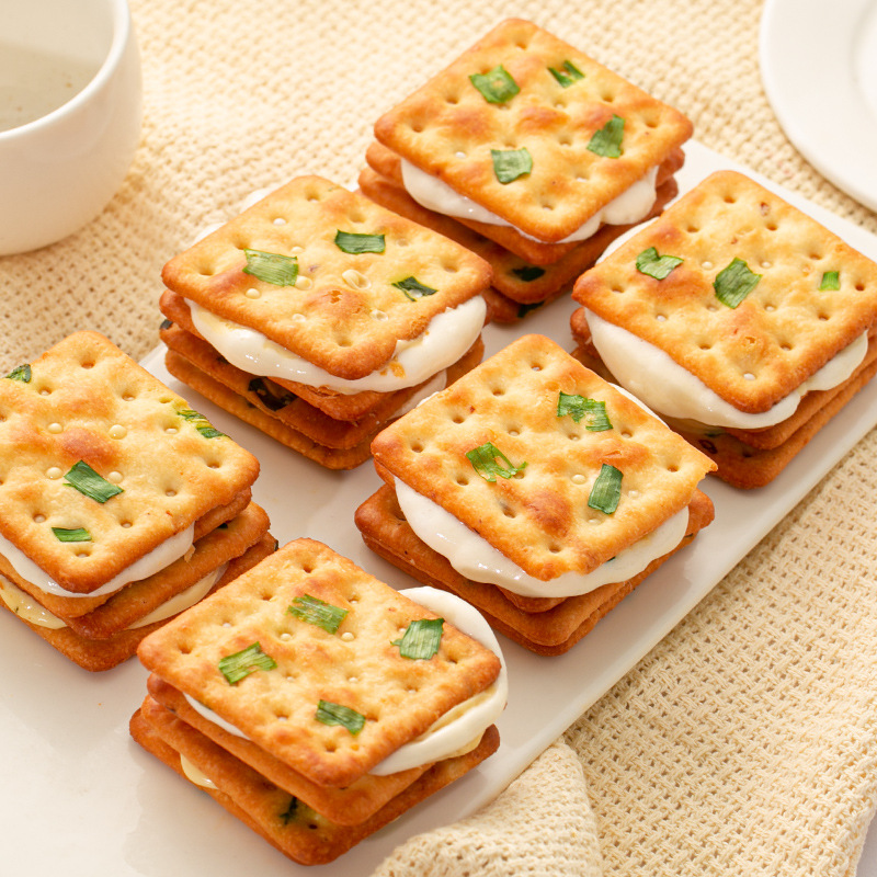 传统香葱牛轧糖夹心饼干台湾糕点网扎小零食休闲食品小吃
