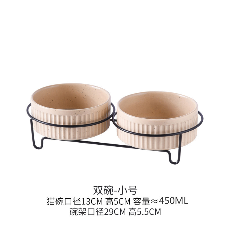 스몰 사이즈 카키 수직 곡물 직선 그릇 이중 구멍 철 프레임