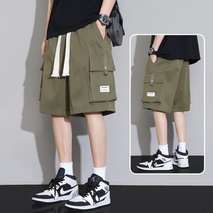 Hong Kong Style Work Shorts Men's Summer Thin Loose Quick-Drying Trendy American Boys' Casual Mid-Length Pants