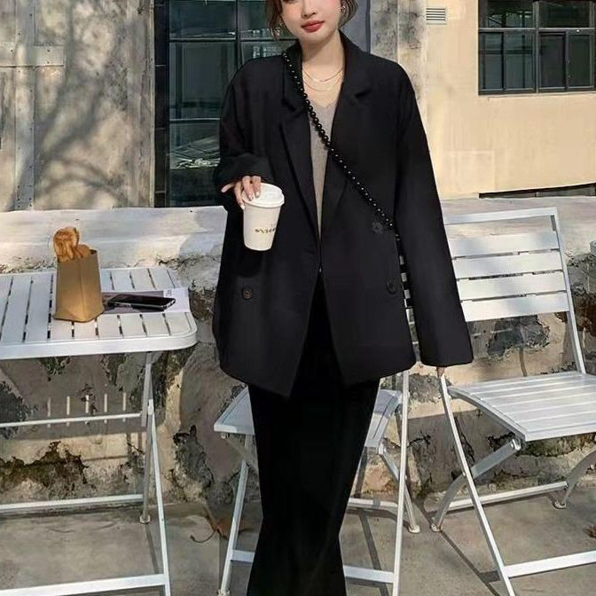 Áo khoác vest nữ công sở dáng trung bình, form rộng, tay dài, kiểu mới xuân thu — Màu trắng nhạt, đen, Màu trắng nhạt - phiên bản nâng cấp với chất liệu vải tốt hơn, Phiên bản nâng cấp màu đen với tay nghề tốt hơn