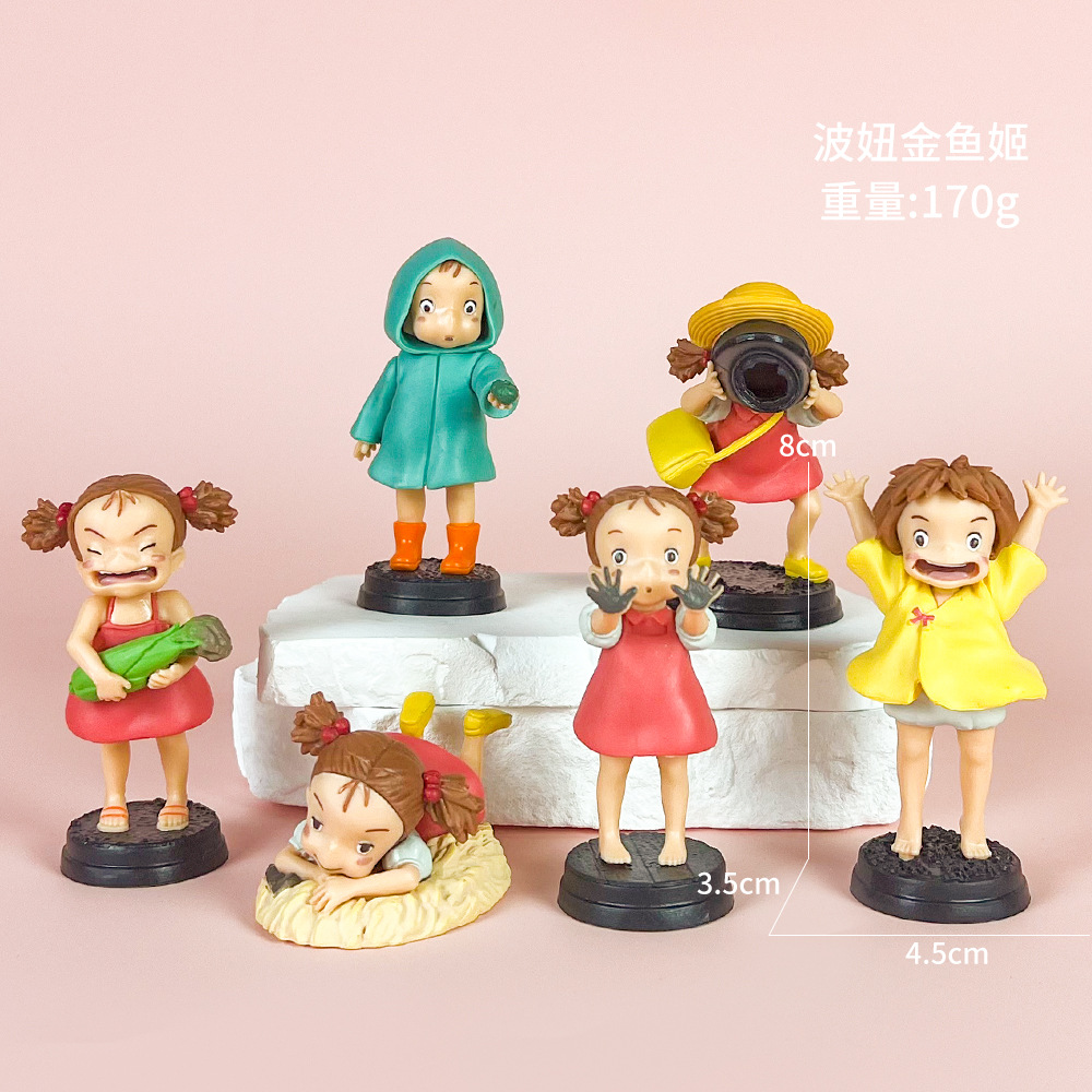 宮崎駿のキャラクターの波竜猫金魚姫小梅の手作りアニメモデルの置物が可愛い少女心公仔が承認しました。