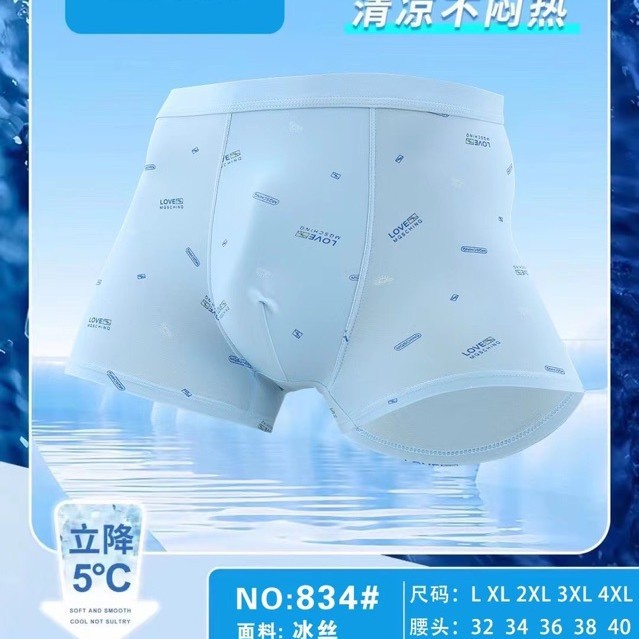 Ice Silk Men's Underwear High Quality 3D Summer Cool Colored Yarn Breathable Mesh Bottom Boxer Briefs Triangle Multiple Sizes