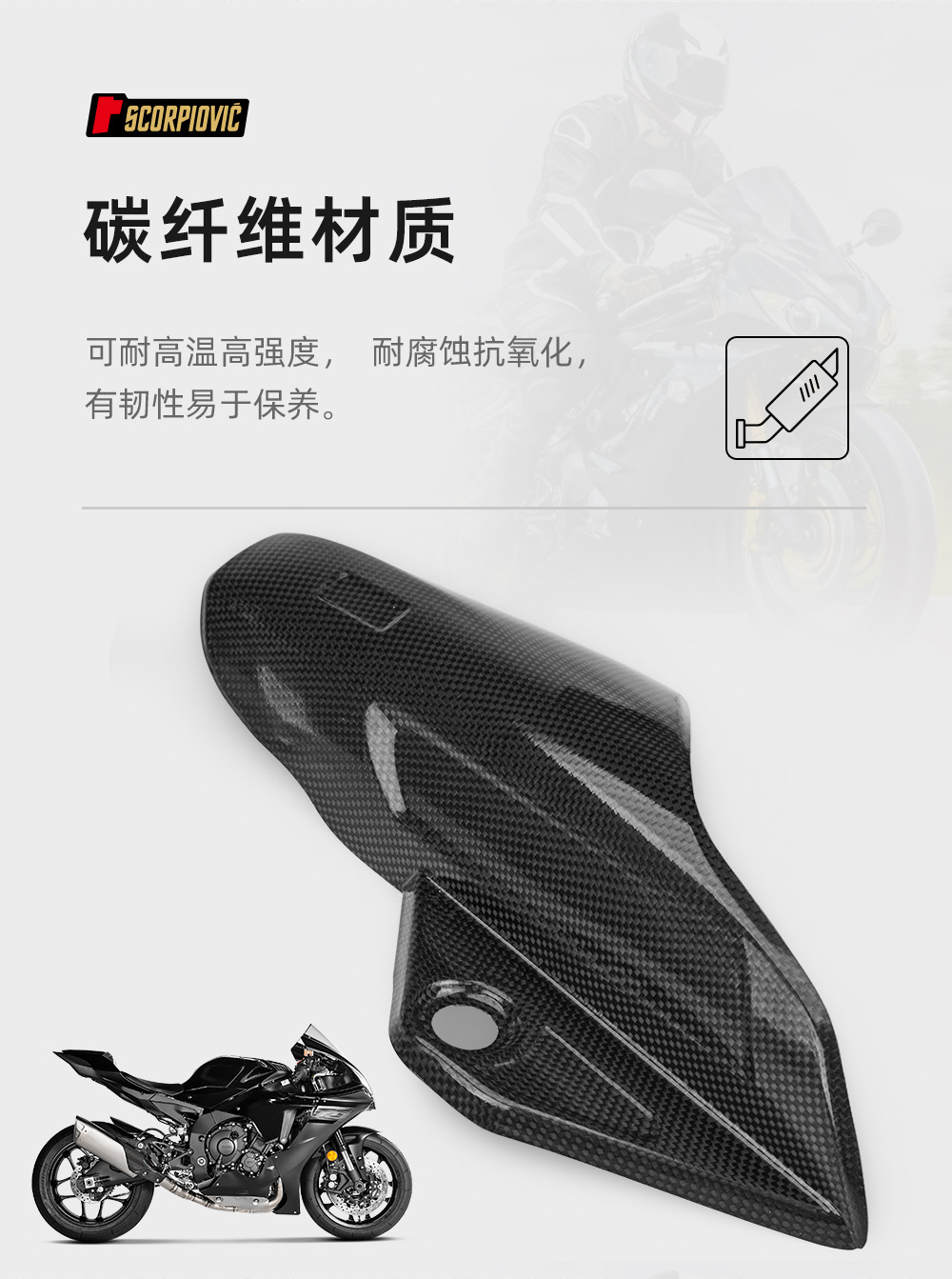 R1 Scorpio Exhaust Pipe Carbon Fiber Heat Shield Protective Shell Heat Shield Motorcycle Tail Exhaust Modification Accessories