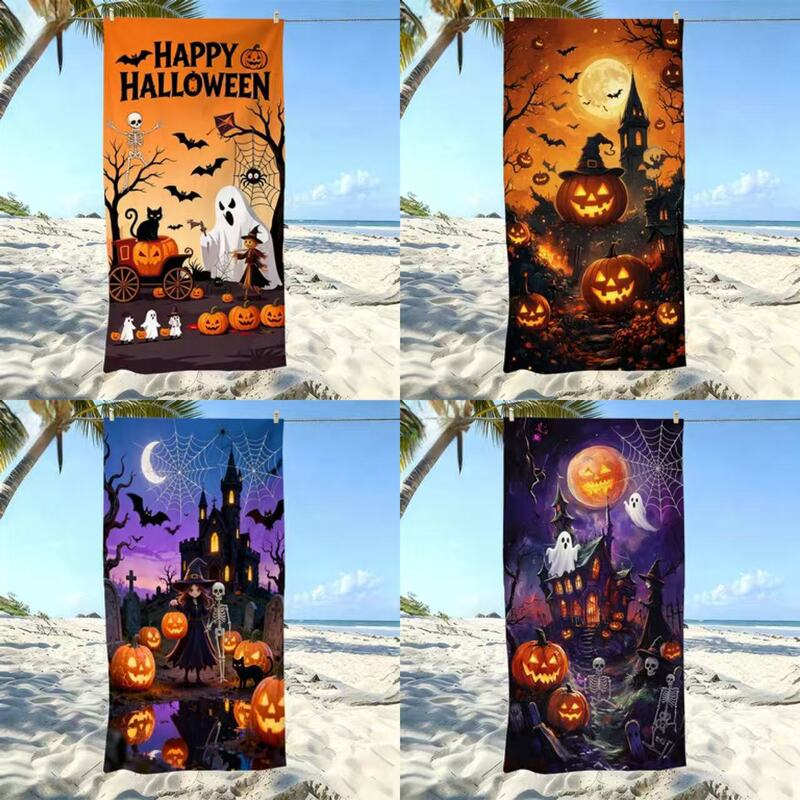 Amazon's Best-Selling Halloween-Themed Microfiber Printed Beach Towel, Quick-Drying Bath Towel for Seaside Swimming and Sports