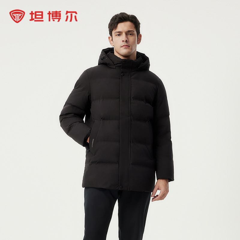 坦博尔羽绒服男可脱卸帽宽松大码男士商务保暖外套TAF510505D