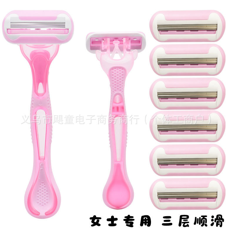 Women's manual razor for shaving, hair removal of armpit hair and leg hair, with replaceable blades, manual shaving razor for women