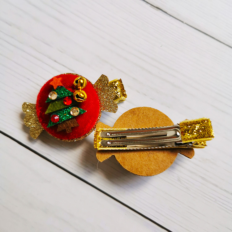 Kid'S Gender Fashion Style Fashion Christmas Tree Santa Claus Cloth Hair Clip 1 Piece