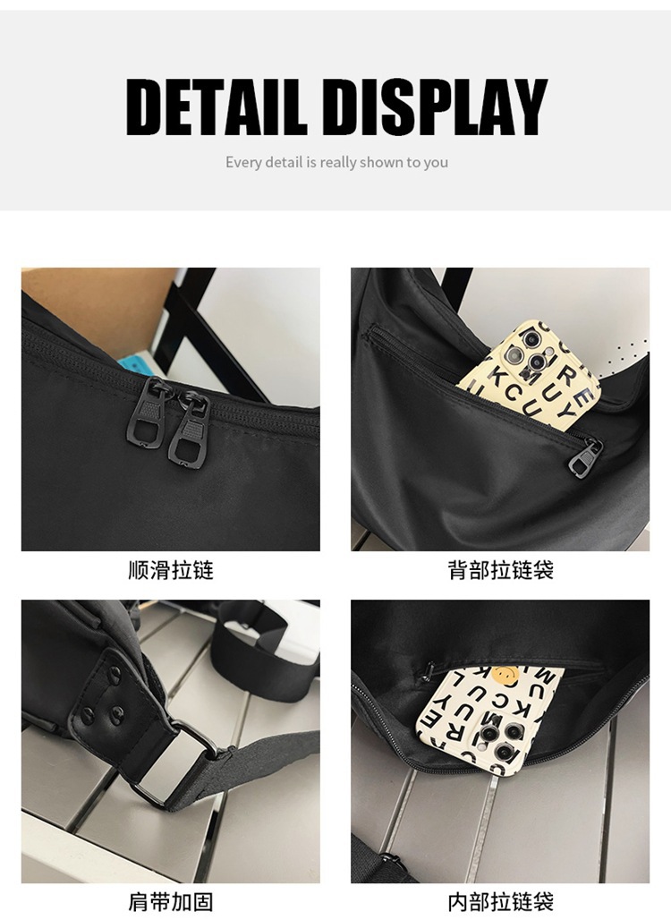 ins Simple nylon fabric crossbody bag for women 2023 new Korean style fashionable single-shoulder dumpling bag for students, trendy single-shoulder bag undefined