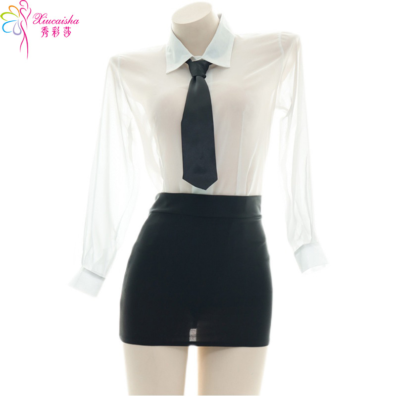 Secretary Roleplay Lingerie Set with Tie, Mini Skirt and Thong — detail image 16