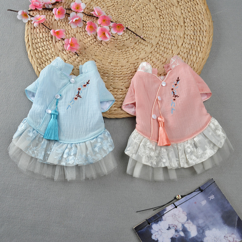 新迈蕾中国风汉服春夏款蓬蓬裙子泰迪比熊小型犬宠物狗狗衣服批发